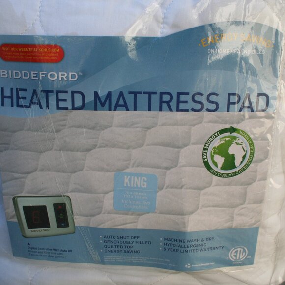 KING Biddeford Quilted Heated Mattress Pad Cover with (2) Digital Controllers - Picture 2 of 12